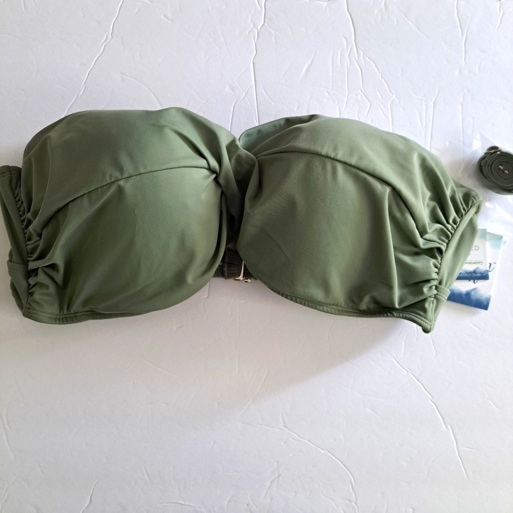 American Beach Maurices Olive Green Twist Bikini Top Women's Size 2X NWT